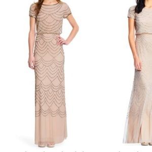 Adrianna Papell short sleeve beaded blouson gown